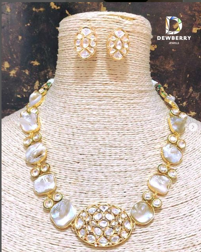 Rice Seed Pearl with Polki Pendant